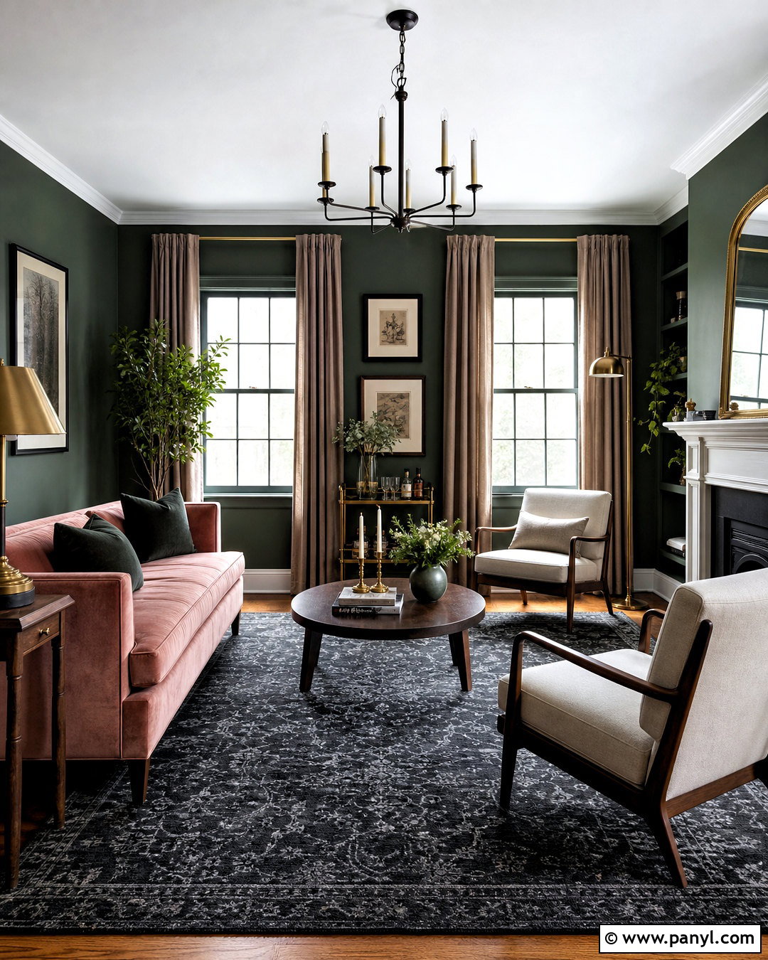 Green And Blush Living Room - 20 moody green living room ideas