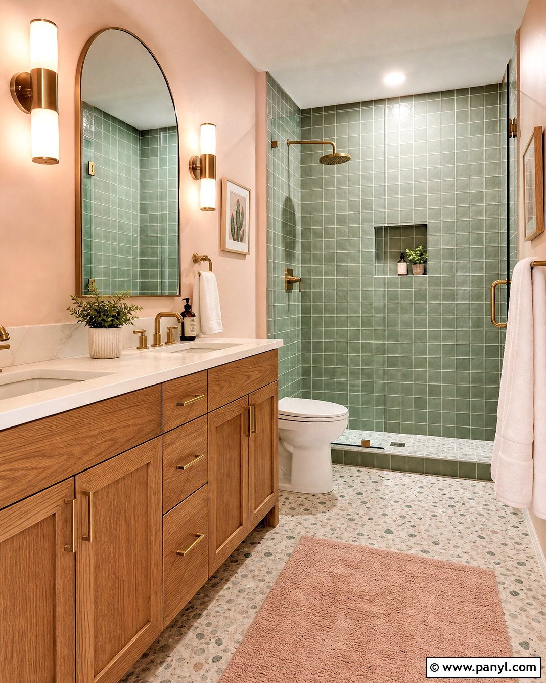 Green And Blush Pink Bathroom - 20 modern green bathroom ideas