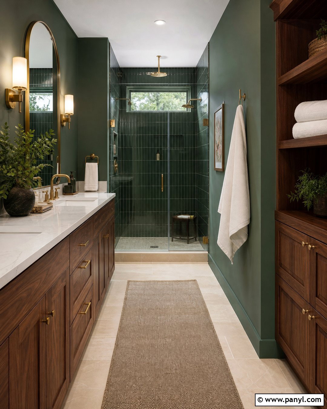 Green And Brass Bathroom Walls - 35 Green Bathroom Walls