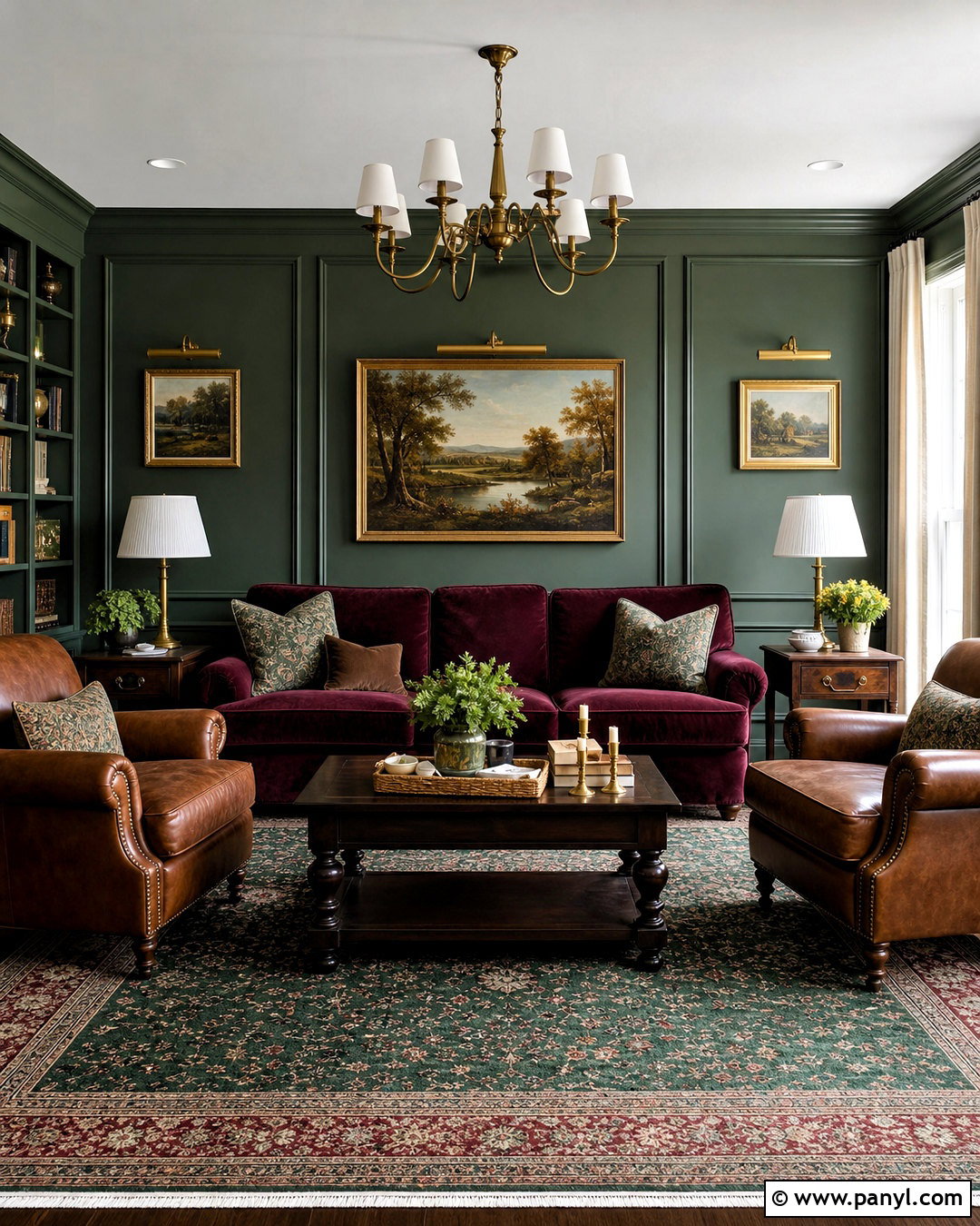 Green And Burgundy Living Room - 20 moody green living room ideas