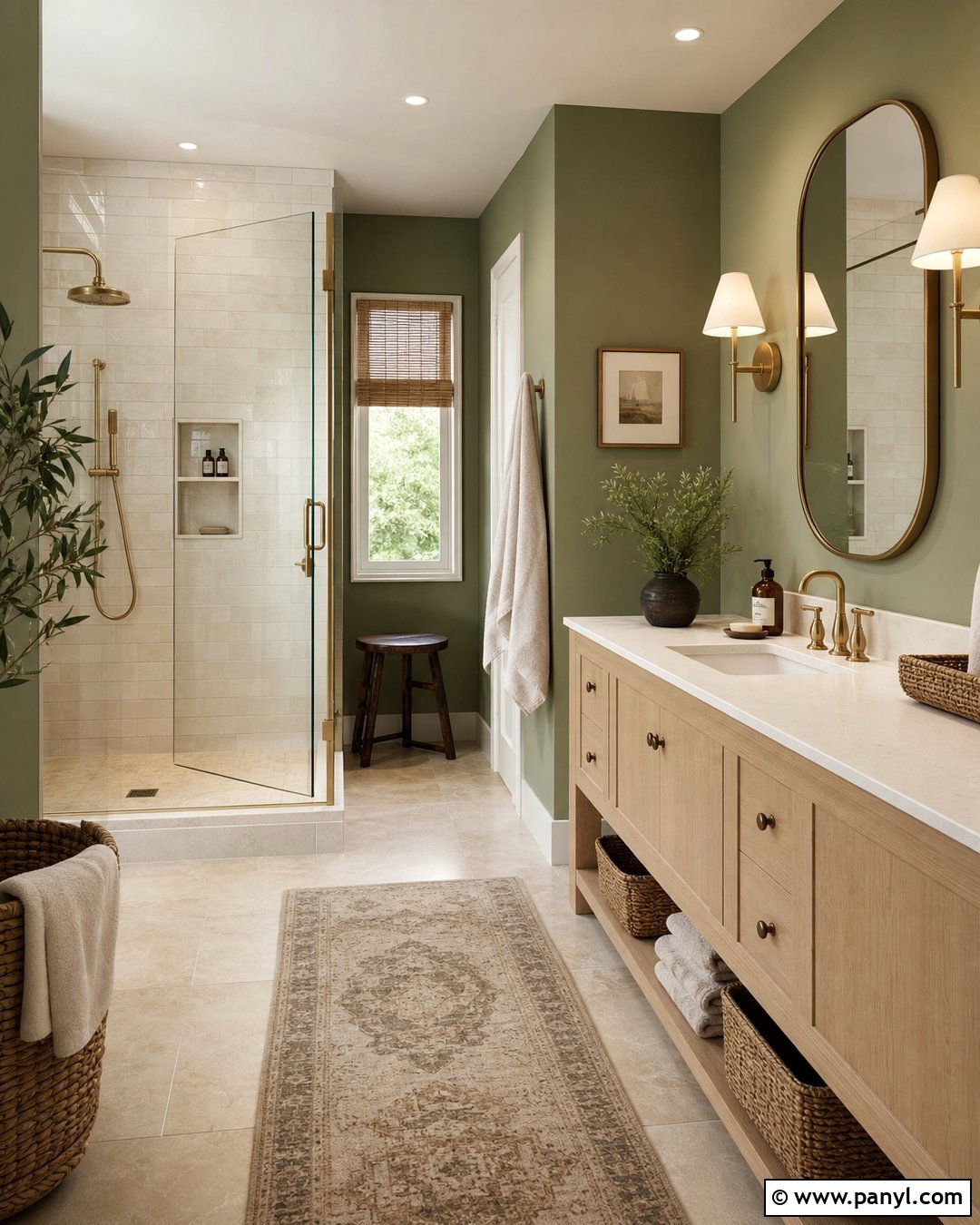 Green And Cream Bathroom Walls - 35 Green Bathroom Walls