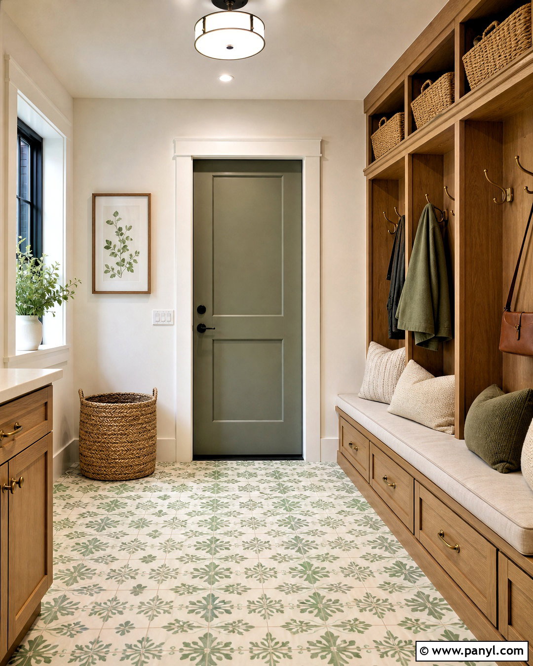 Green And Cream Patterned Floor Tile - 20 latest tiles design for floor ideas