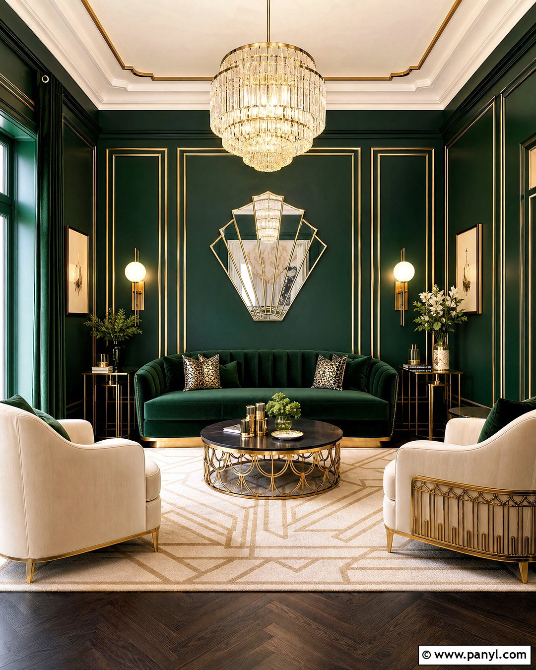 Green And Gold Art Deco Room - 20 green room aesthetic ideas