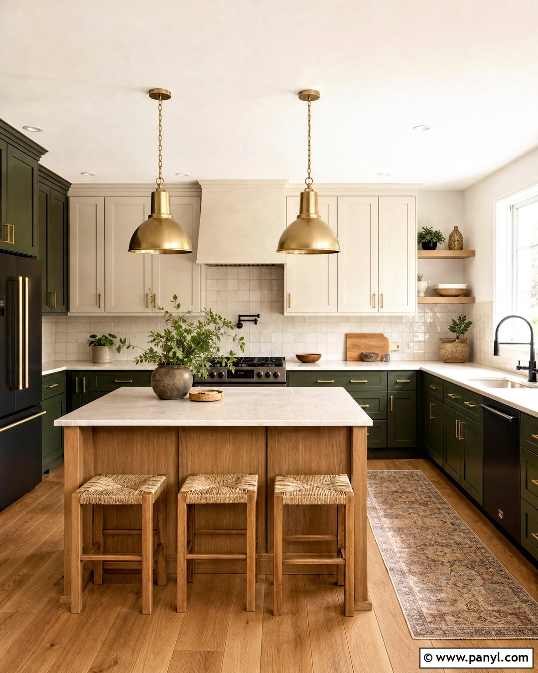 Green And Gold Kitchen - 20 gold interior design ideas
