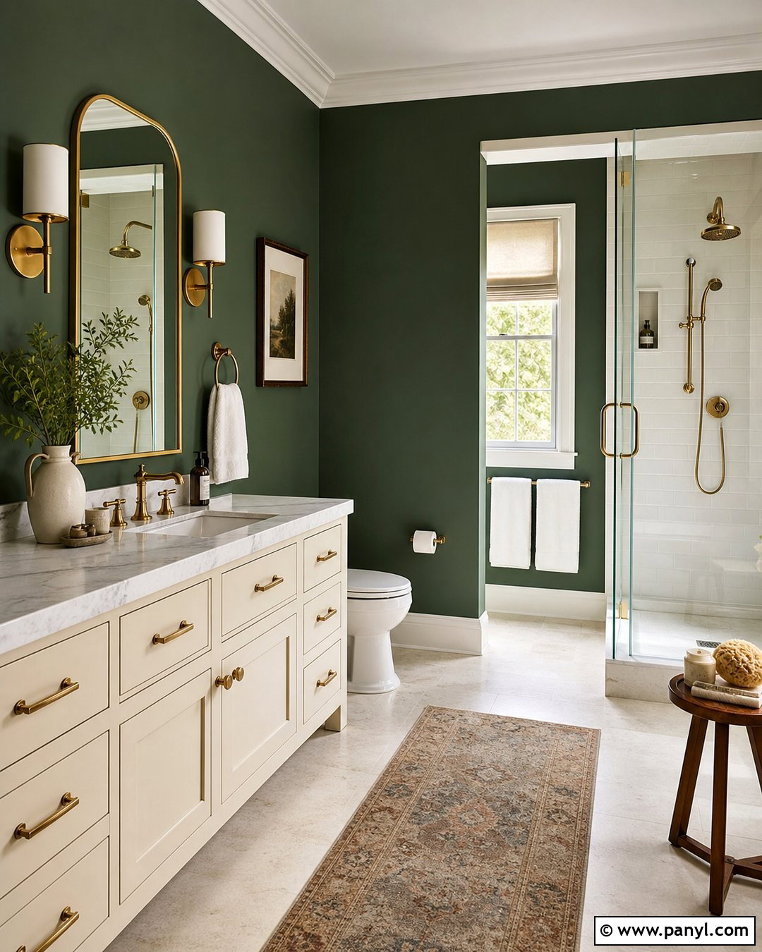 Green And Gold Wall Bathroom - 20 Green Wall Bathroom Style Ideas