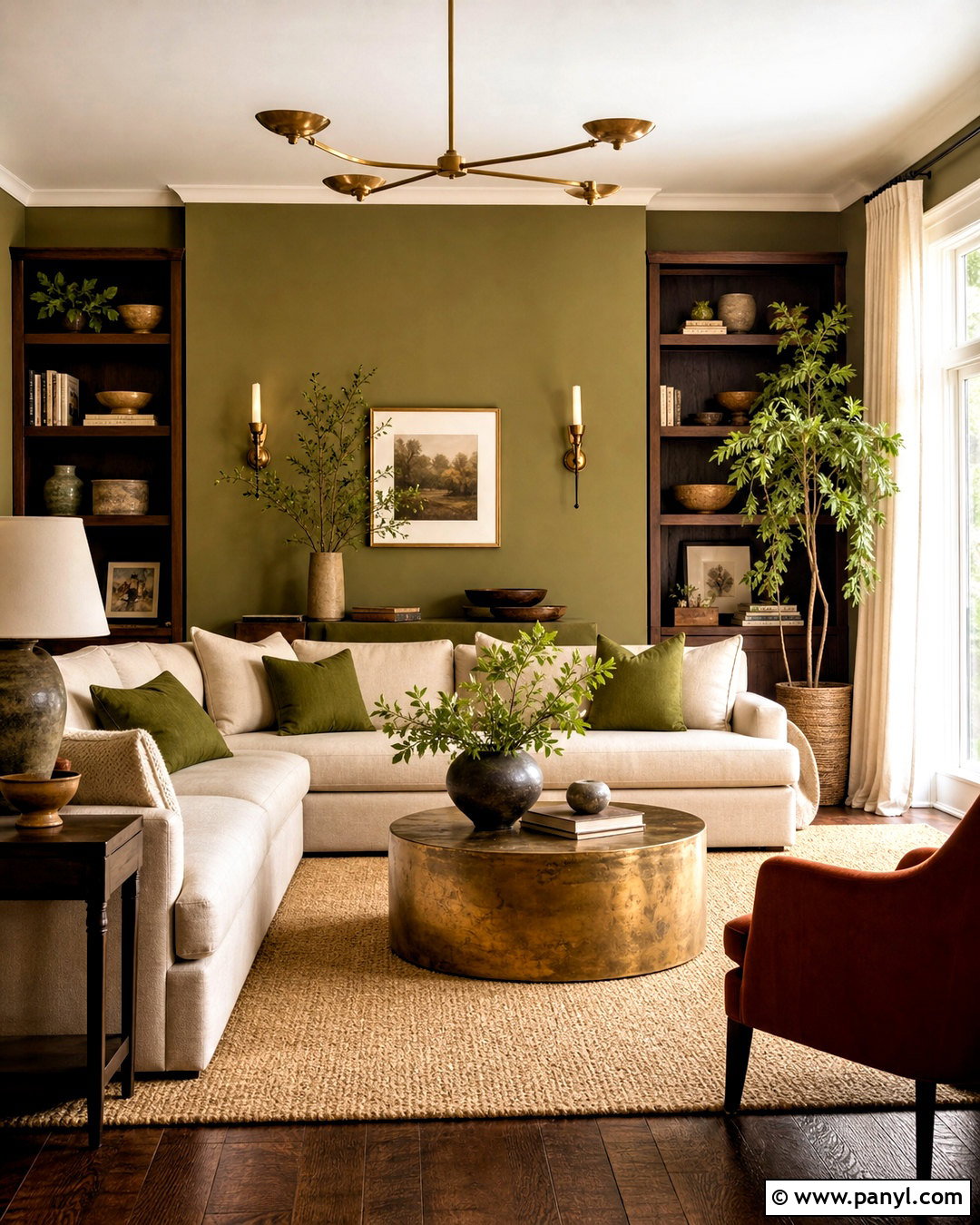 Green And Golden Living Room - 20 golden interior design ideas