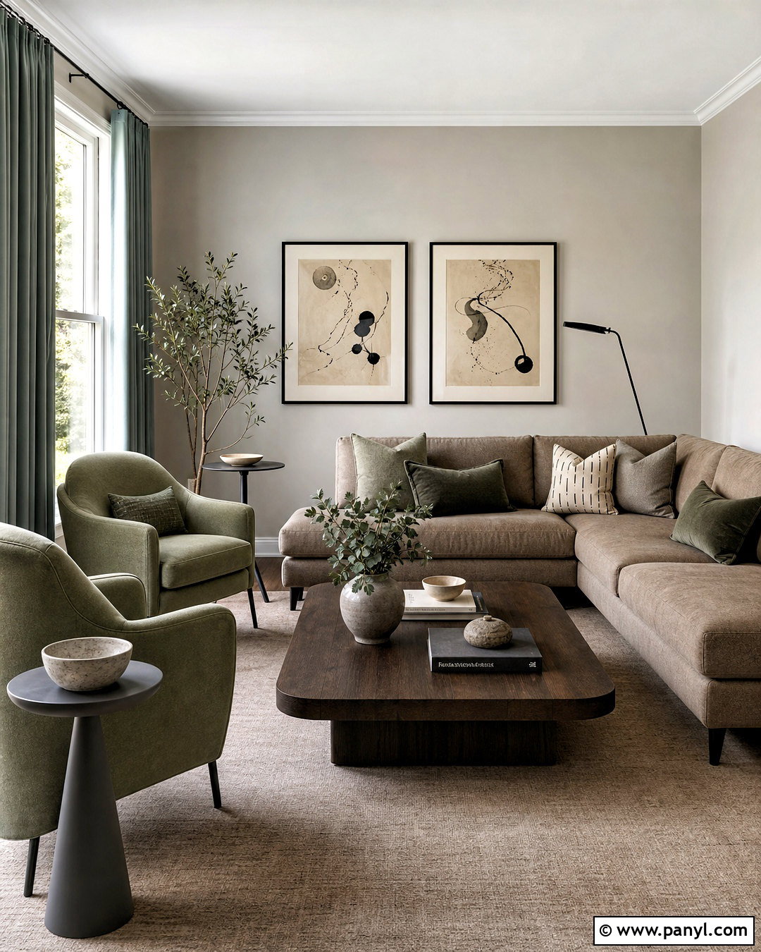 Green And Greige Living Room - 20 green and neutral living room ideas