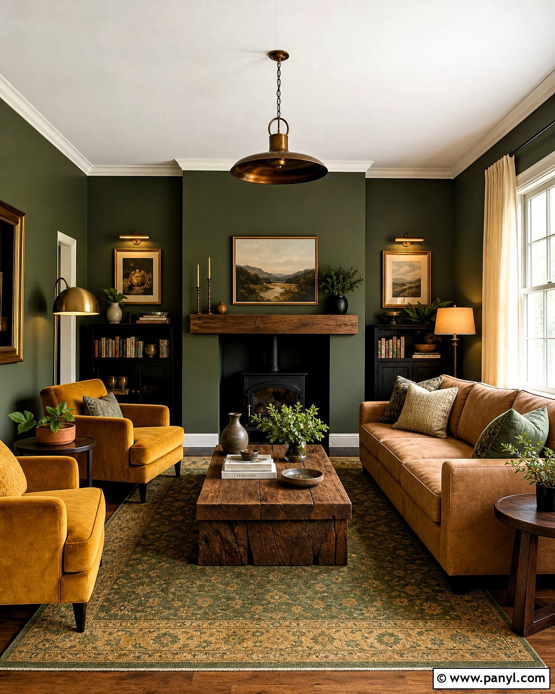 Green And Mustard Living Room - 20 moody green living room ideas