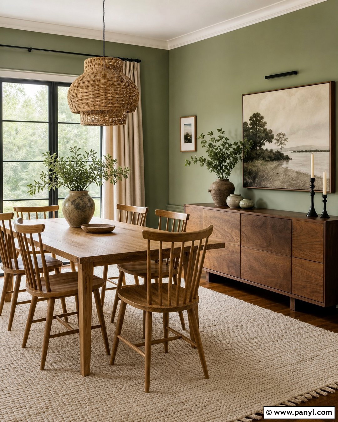 Green And Natural Wood Dining Room - 25 Wall Color Ideas Green Ideas