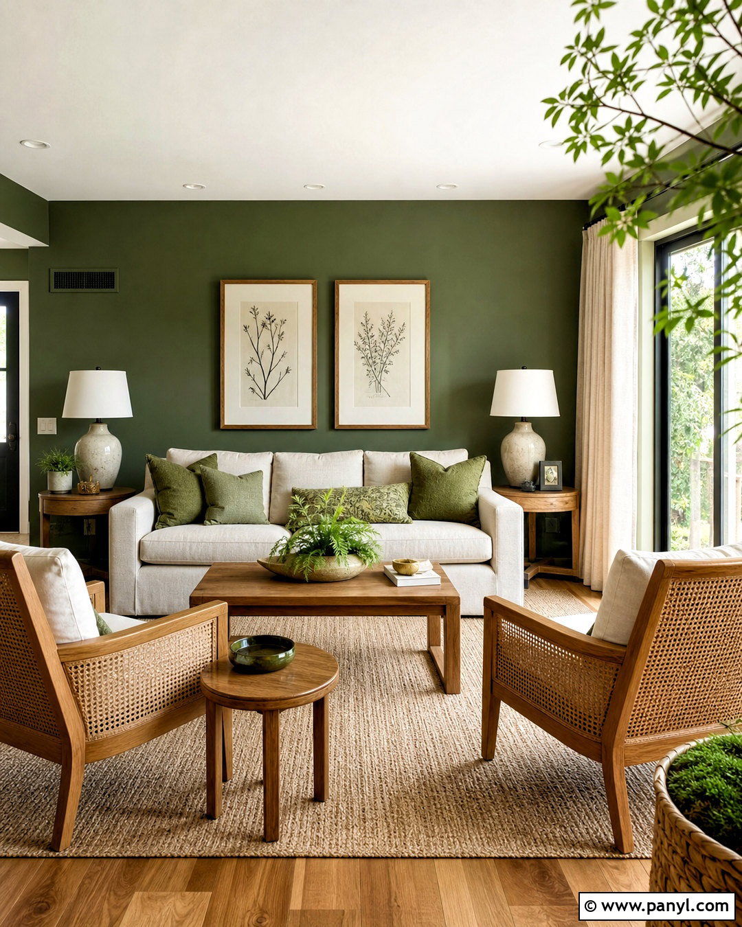 Green And Natural Wood Living Room - 20 green and neutral living room ideas