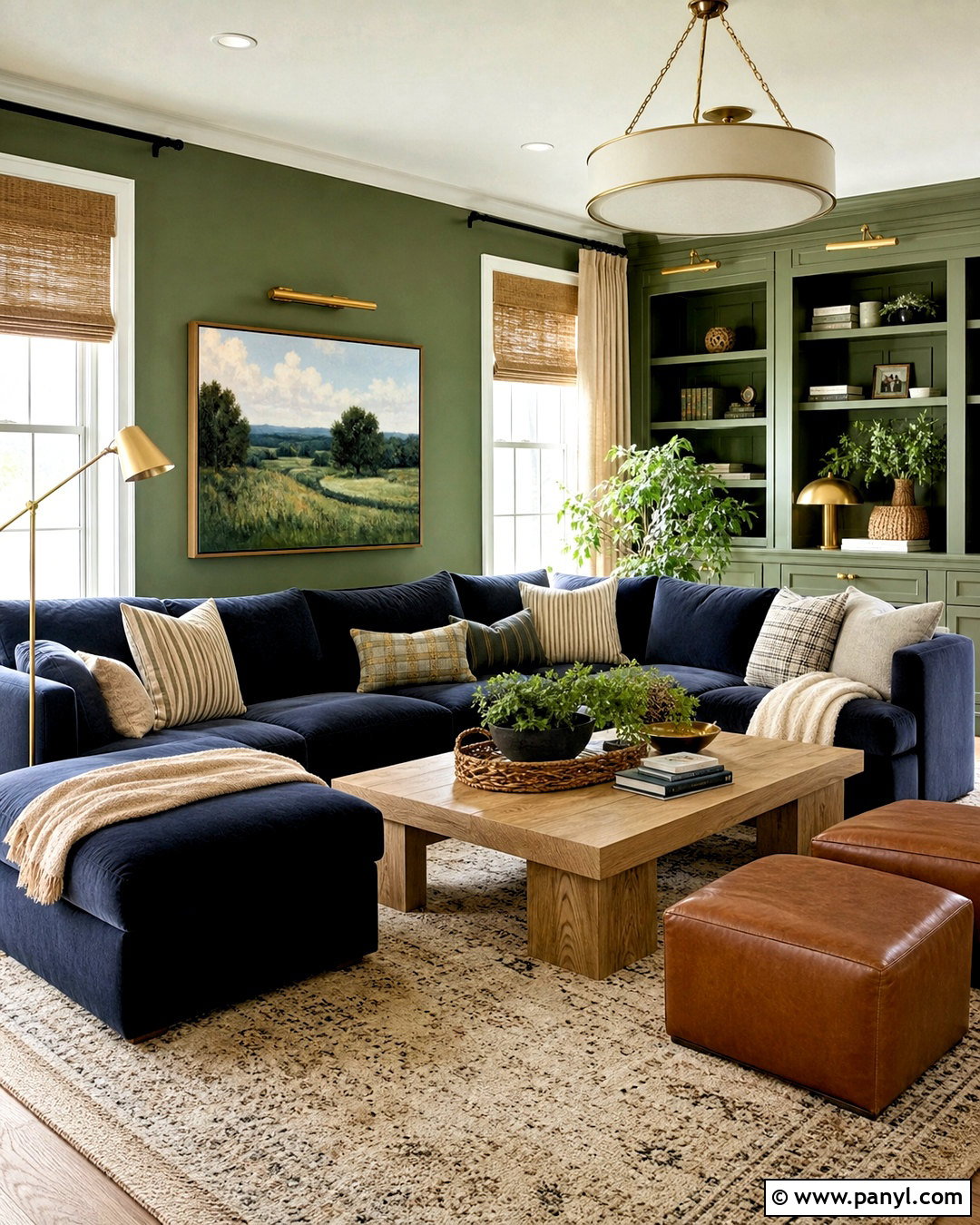 Green And Navy Family Room - 20 green color room ideas