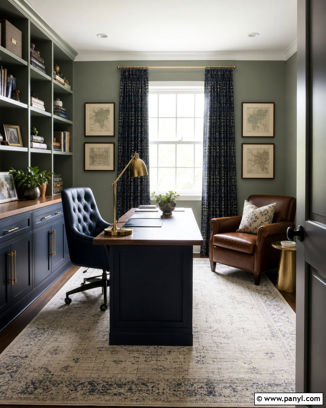 Green And Navy Home Office - 25 Wall Color Ideas Green Ideas