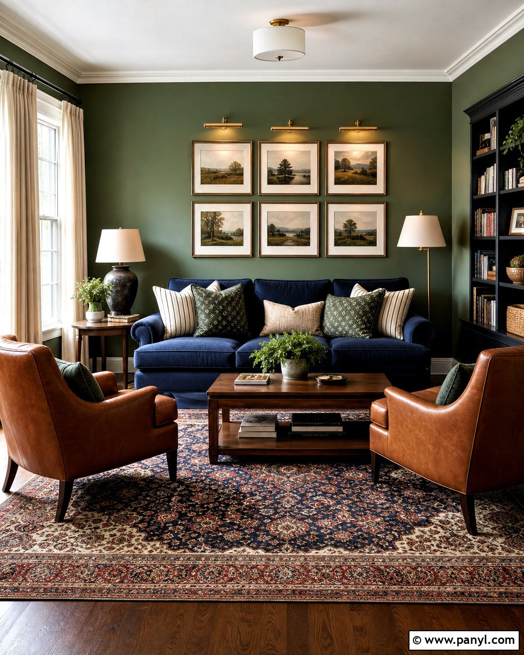 Green And Navy Living Room - 20 green paint living room ideas