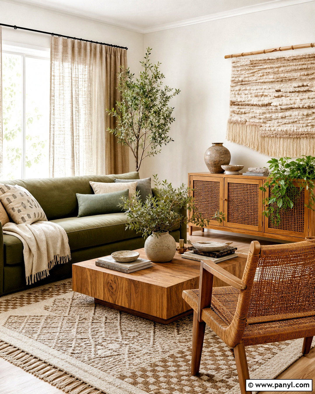 Green And Neutral Boho Living Room - 20 green and neutral living room ideas