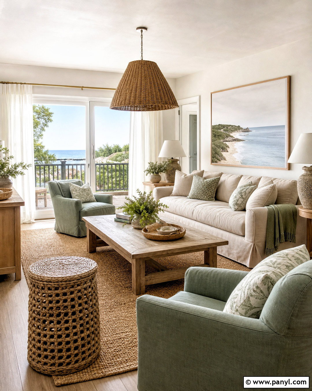 Green And Neutral Coastal Living Room - 20 green and neutral living room ideas