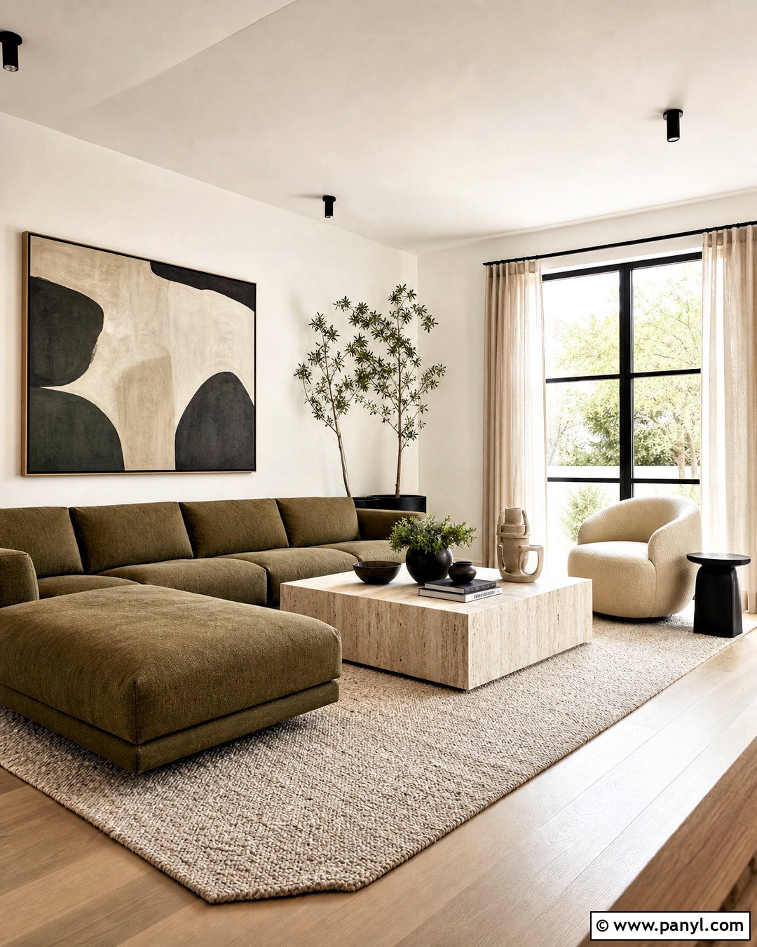 Green And Neutral Modern Living Room - 20 green and neutral living room ideas