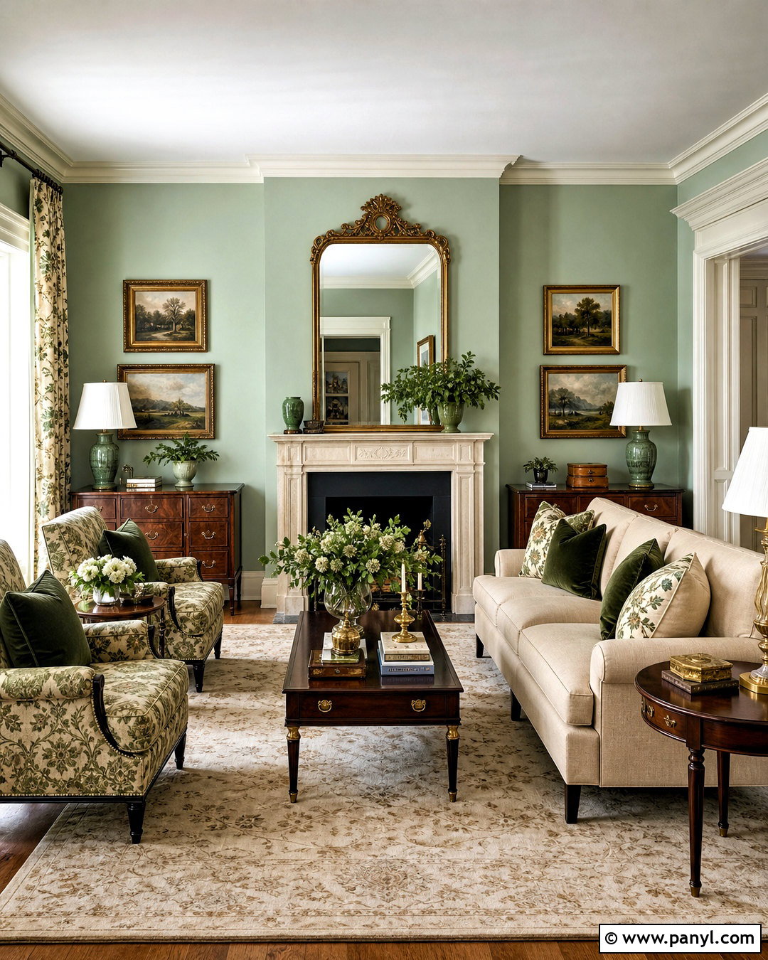 Green And Neutral Traditional Living Room - 20 green and neutral living room ideas