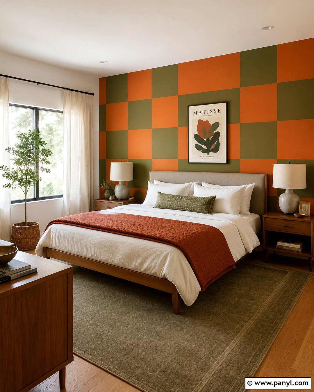 Green And Orange Checkerboard Accent Wall - 20 Orange And Green Accent Wall Ideas