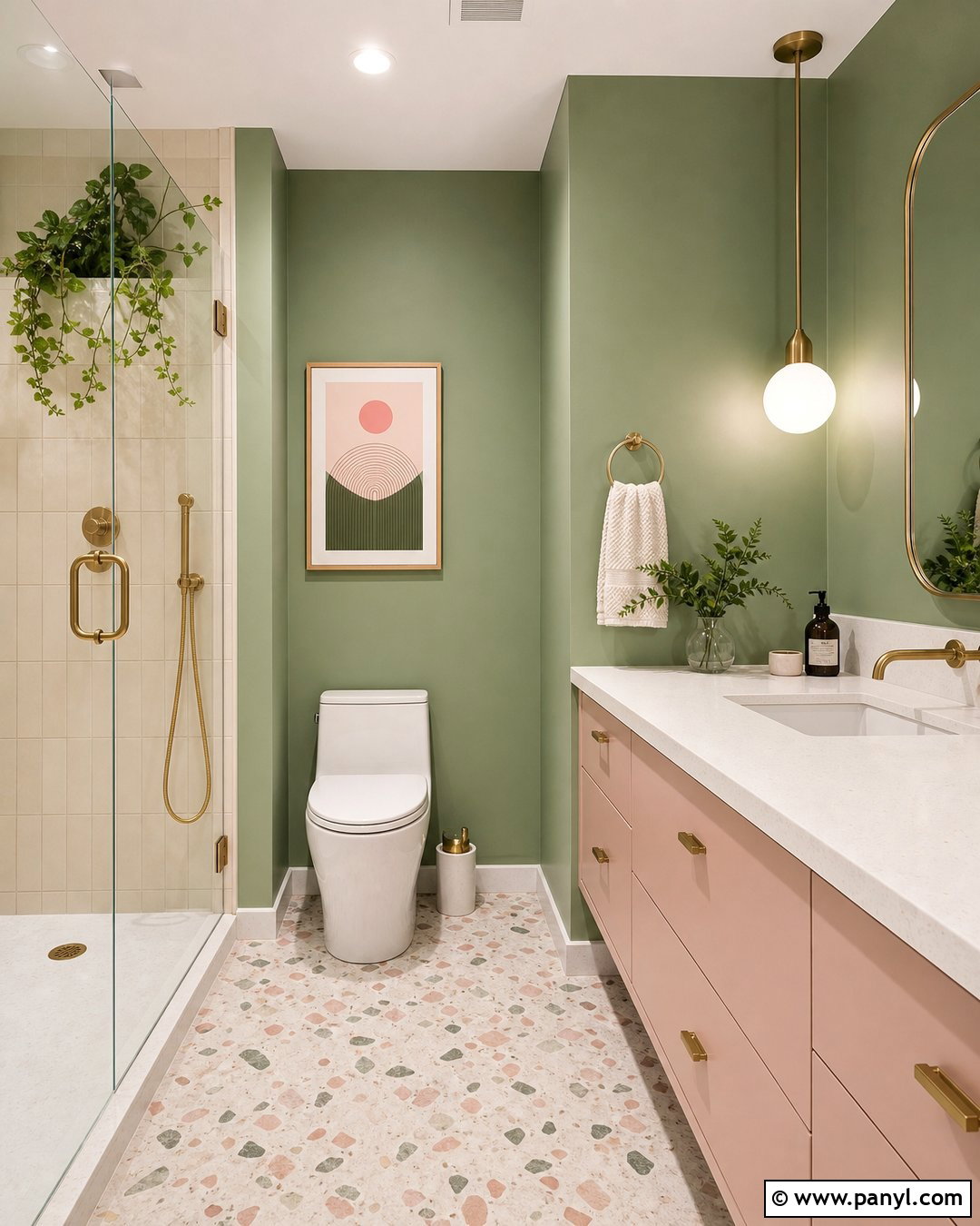 Green And Pink Wall Bathroom - 20 Green Wall Bathroom Style Ideas