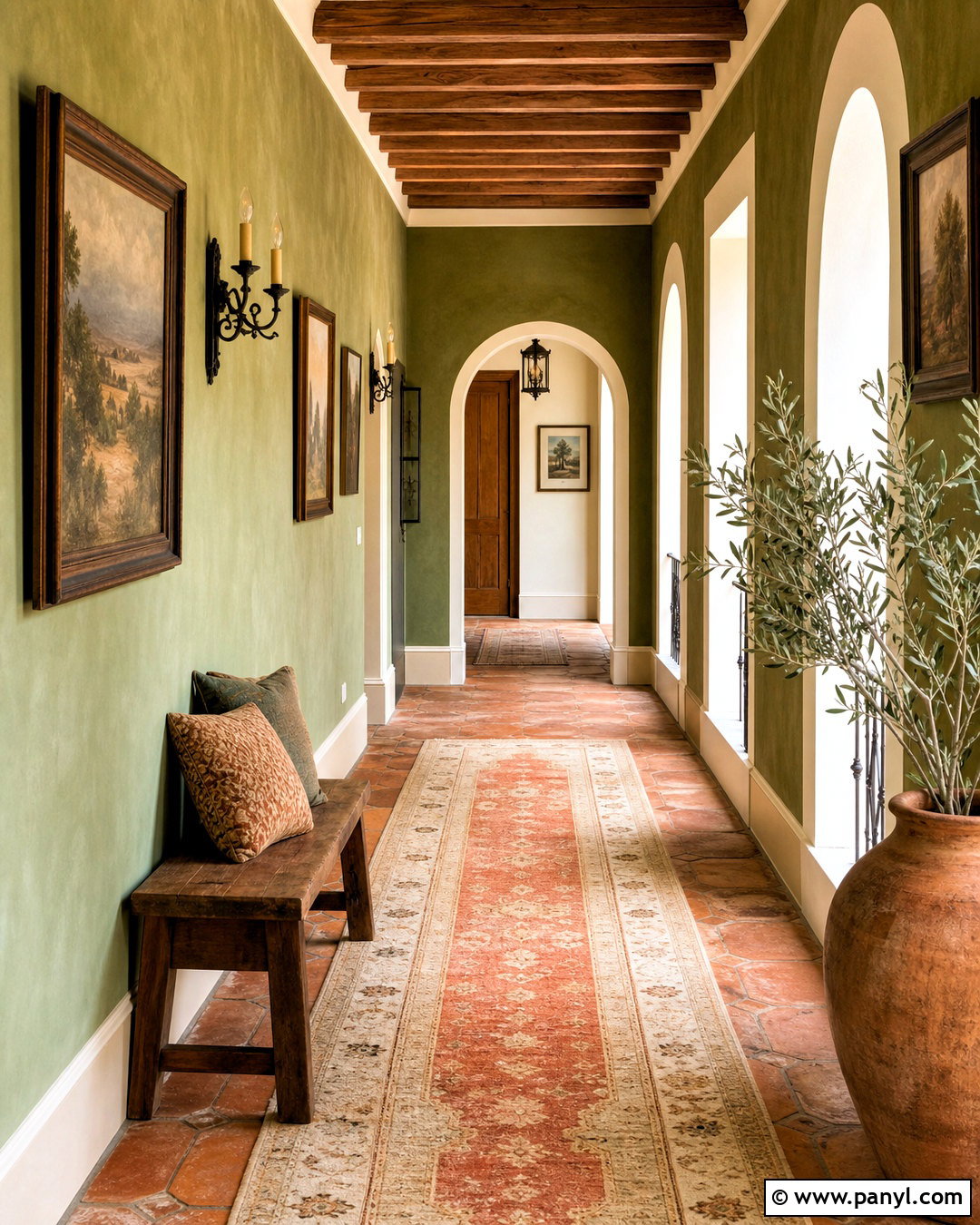 Green And Terracotta Corridor - 20 green corridor ideas
