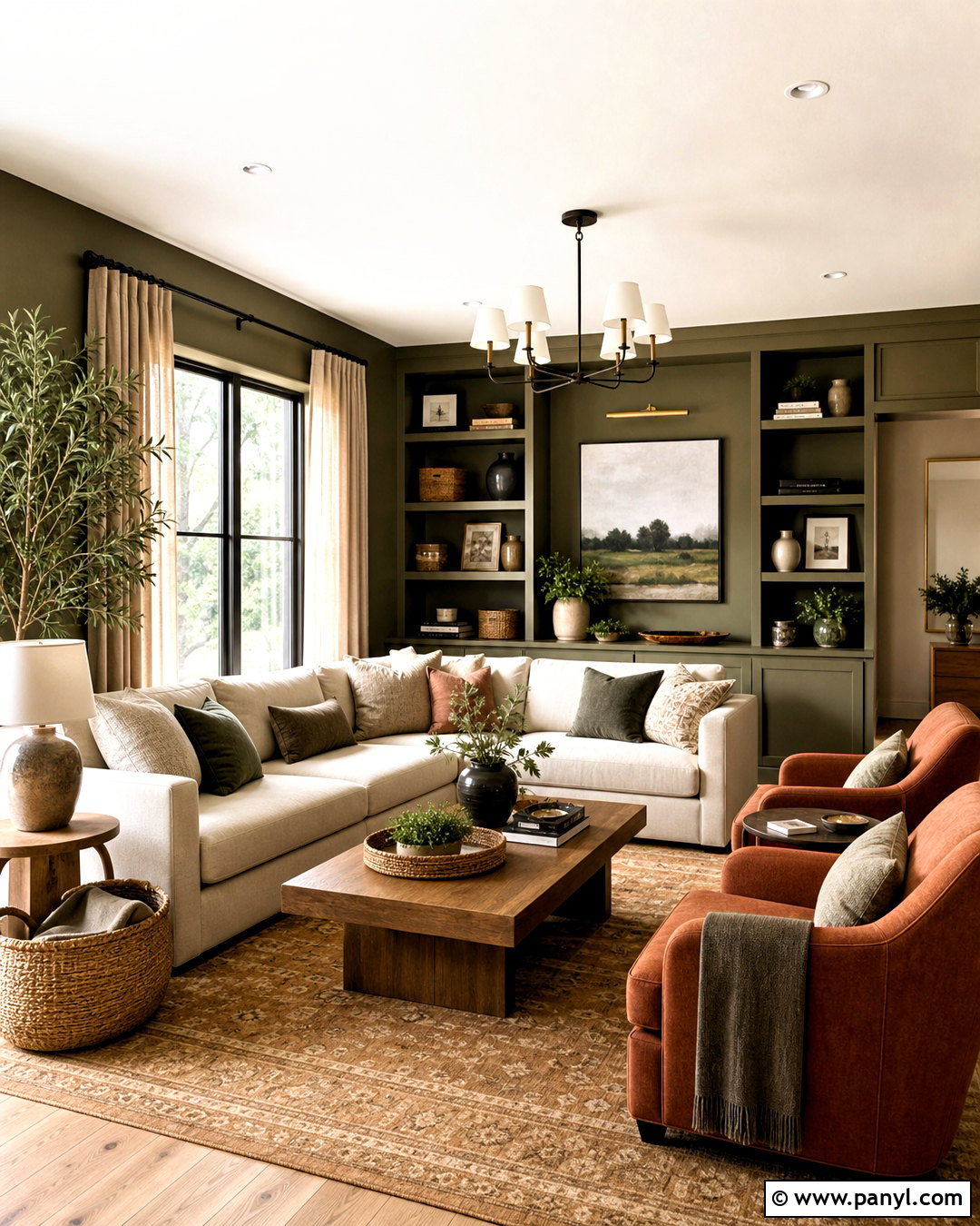 Green And Terracotta Family Room - 20 green interior design ideas