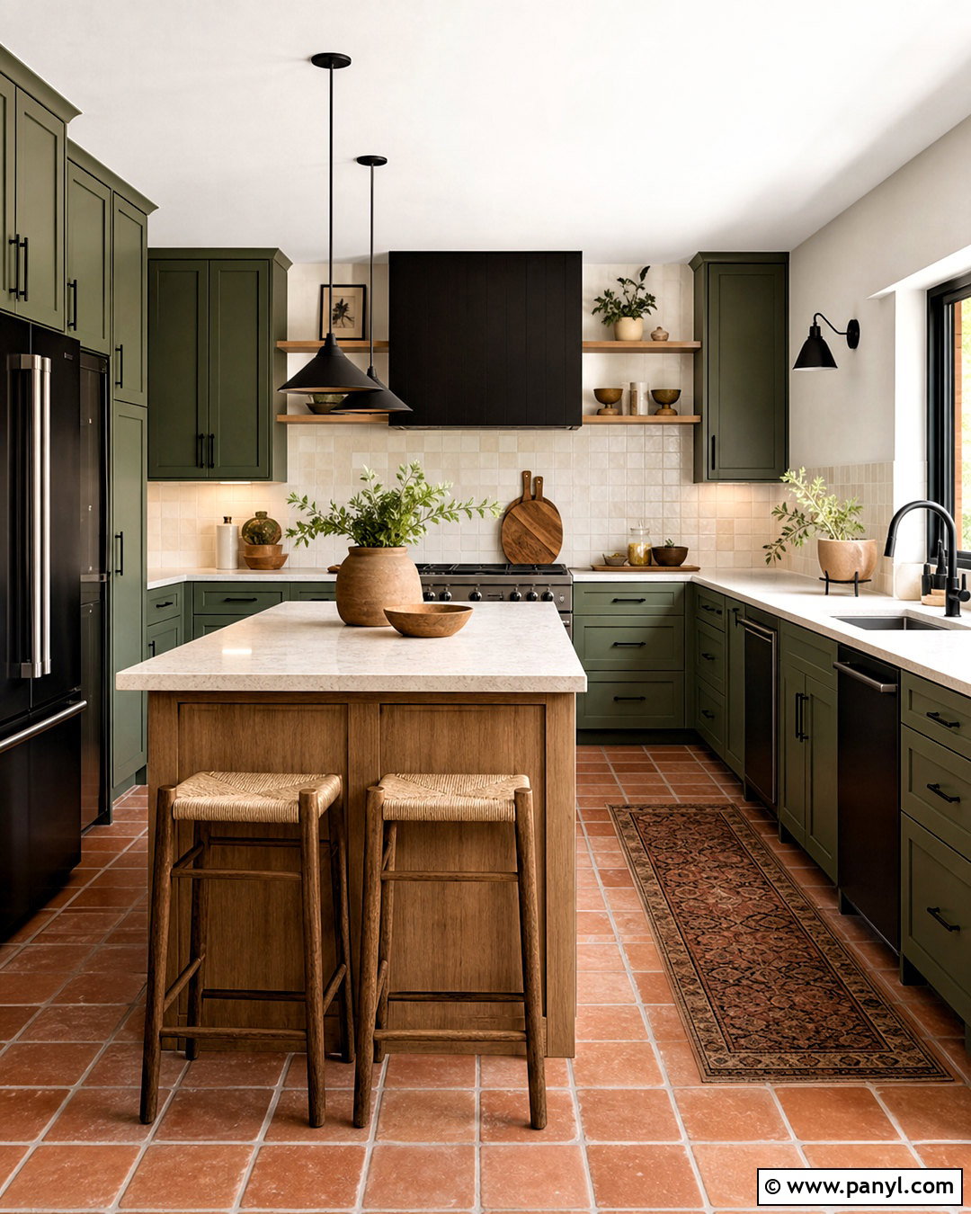 Green And Terracotta Kitchen With Black Accents - 20 green and terracotta kitchen ideas