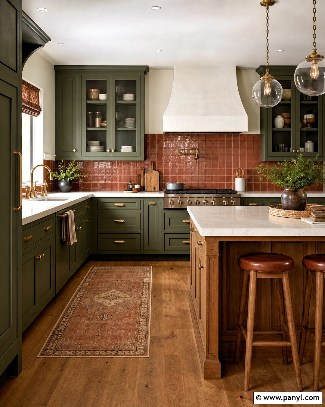 Green And Terracotta Kitchen With Brass Accents - 20 green and terracotta kitchen ideas