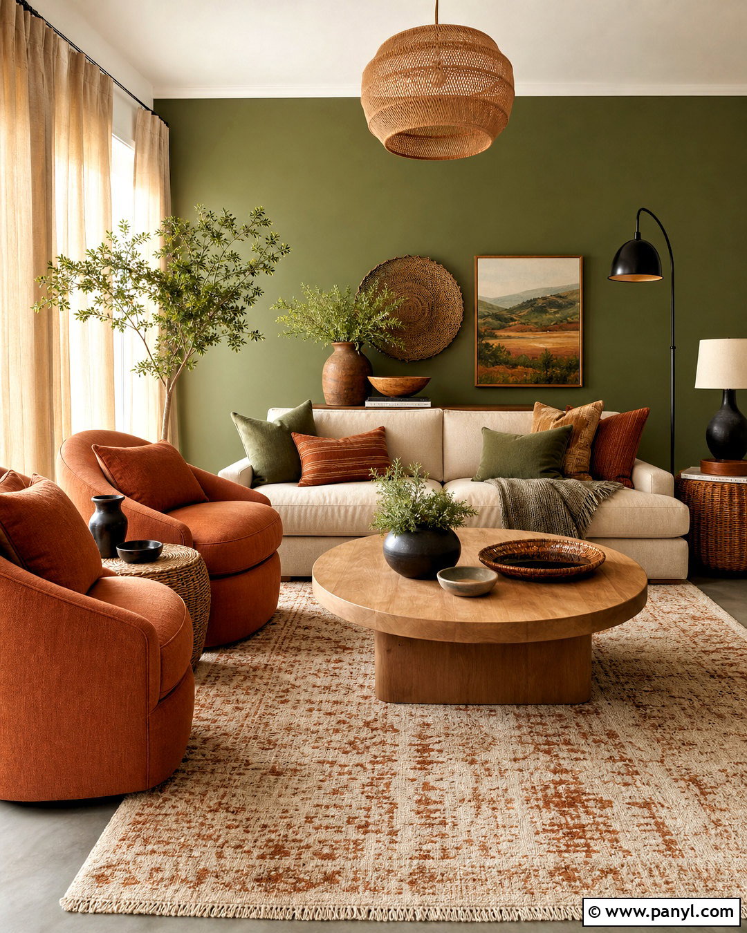 Green And Terracotta Living Room - 20 green paint living room ideas