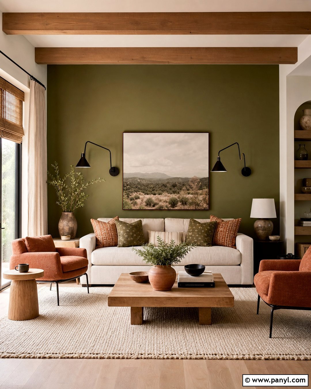 Green And Terracotta Living Room Wall - 35 green wall interior ideas