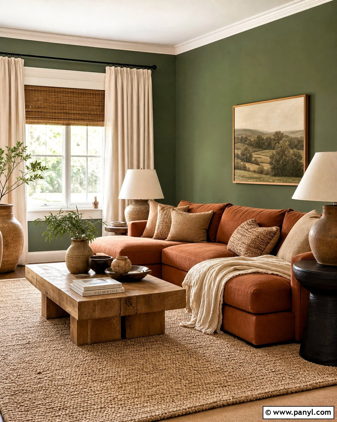 Green And Terracotta Living Room Walls - 20 green living room walls