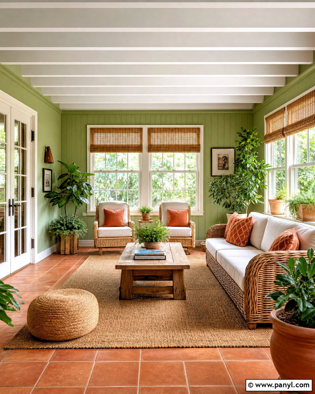 Green And Terracotta Sunroom - 20 green color room ideas