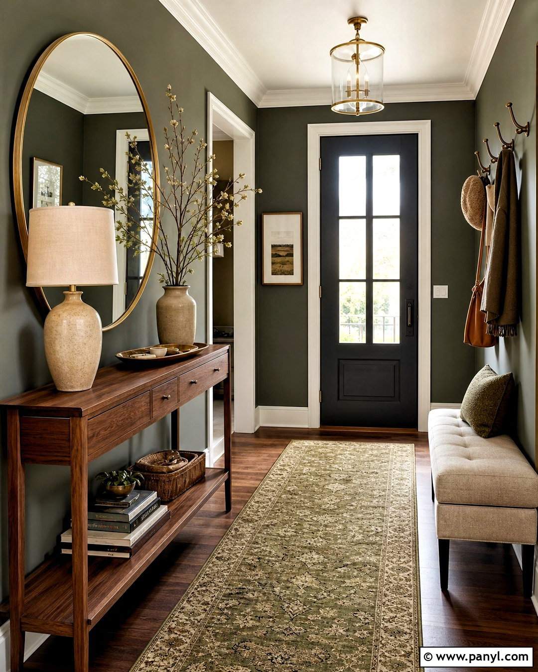 Green And Walnut Entryway - 20 green interior design ideas