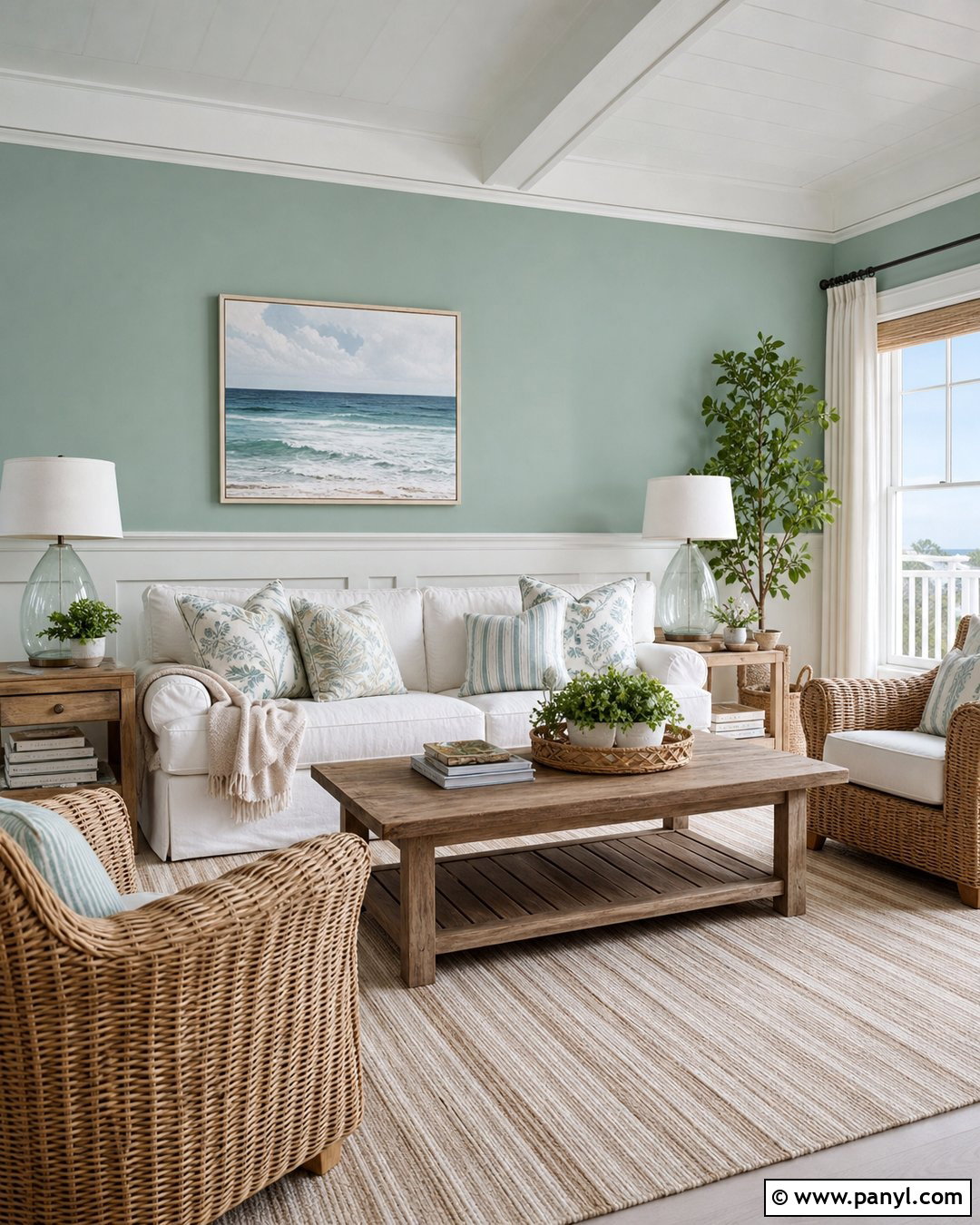 Green And White Coastal Walls - 30 Green And White Walls