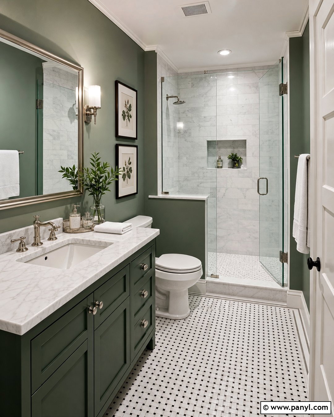 Green And White Marble Bathroom Walls - 35 Green Bathroom Walls