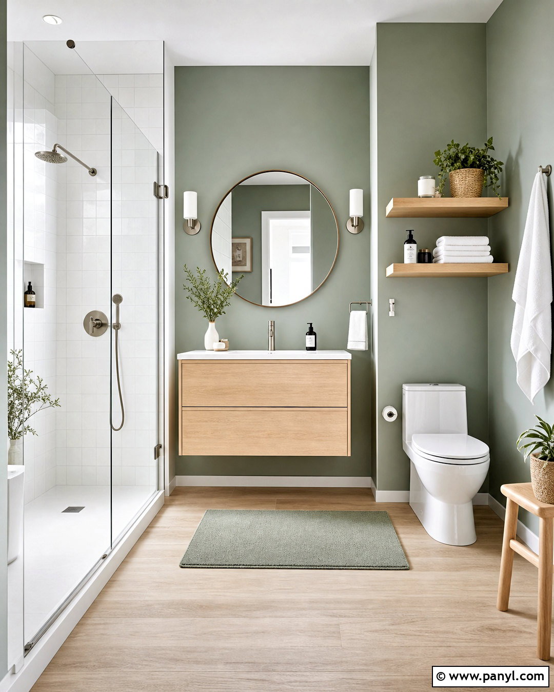 Green And White Scandinavian Bathroom - 20 modern green bathroom ideas