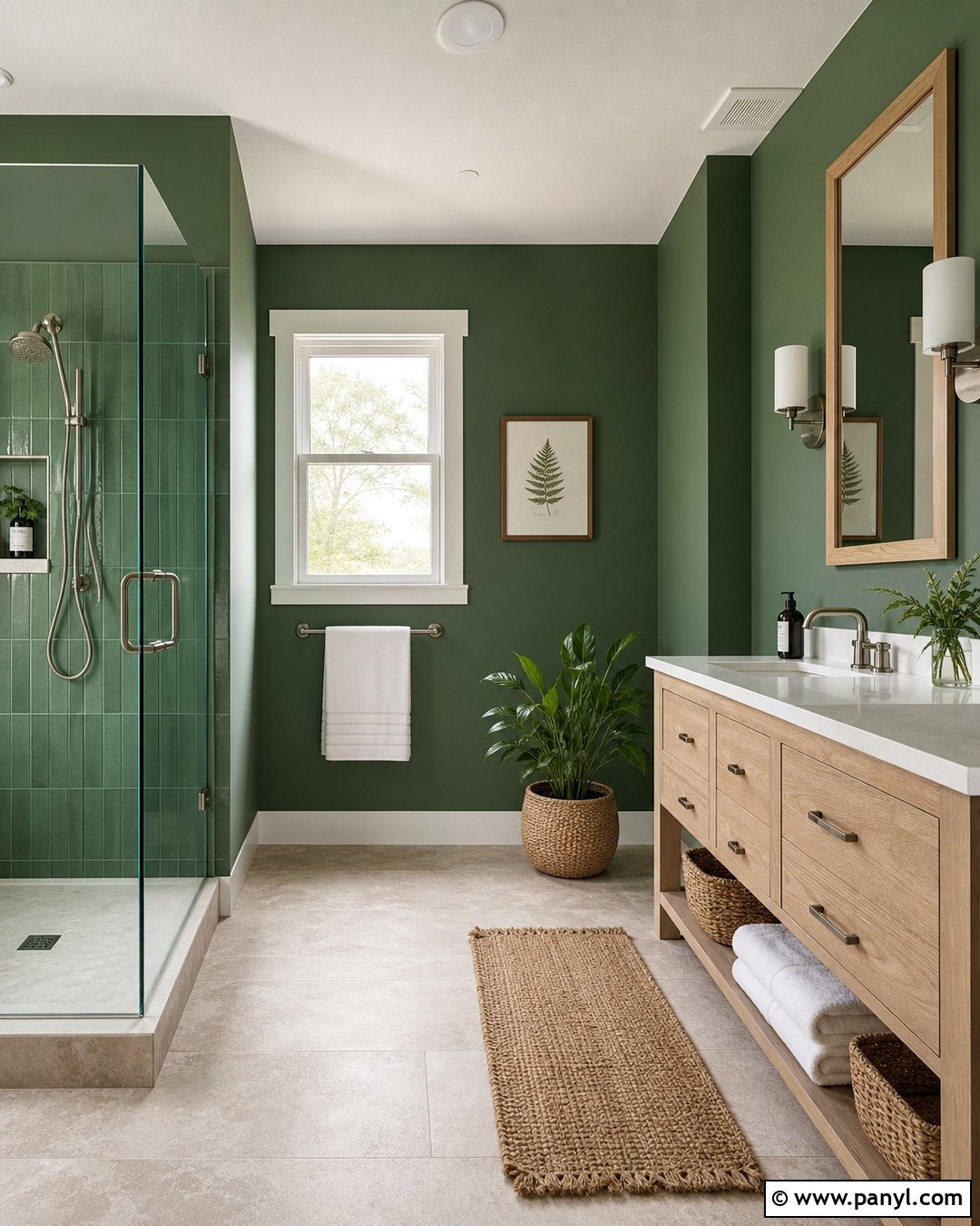 Green And Wood Bathroom Walls - 35 Green Bathroom Walls