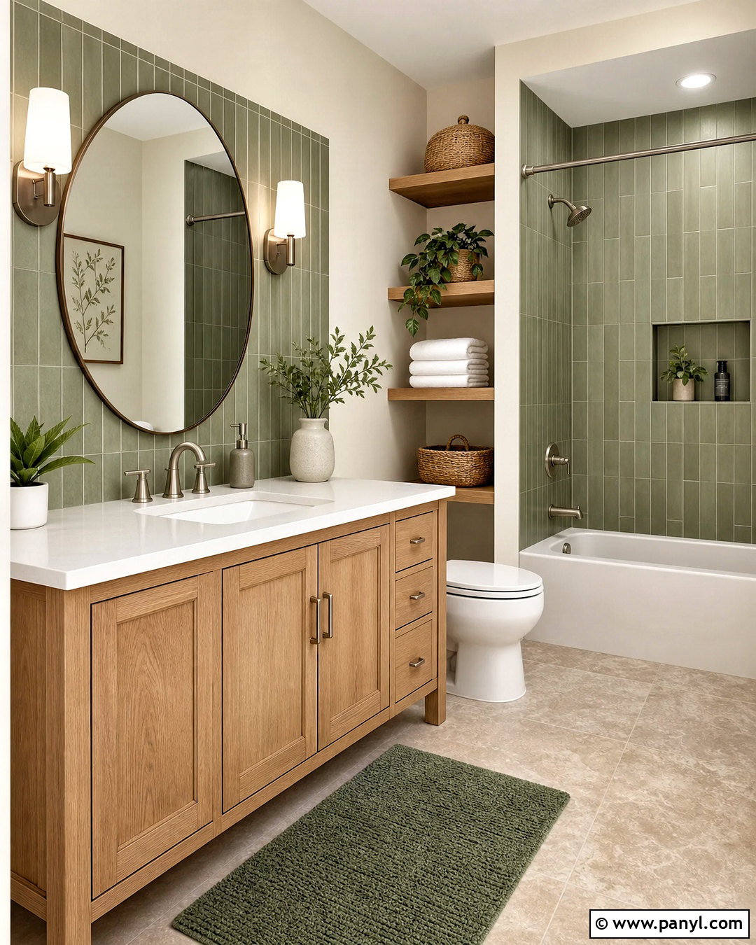 Green And Wood Bathroom - 20 green accent bathroom ideas
