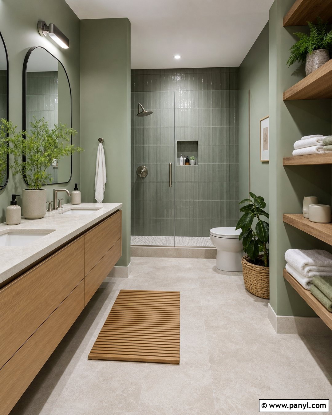 Green And Wood Wall Bathroom - 20 Green Wall Bathroom Style Ideas