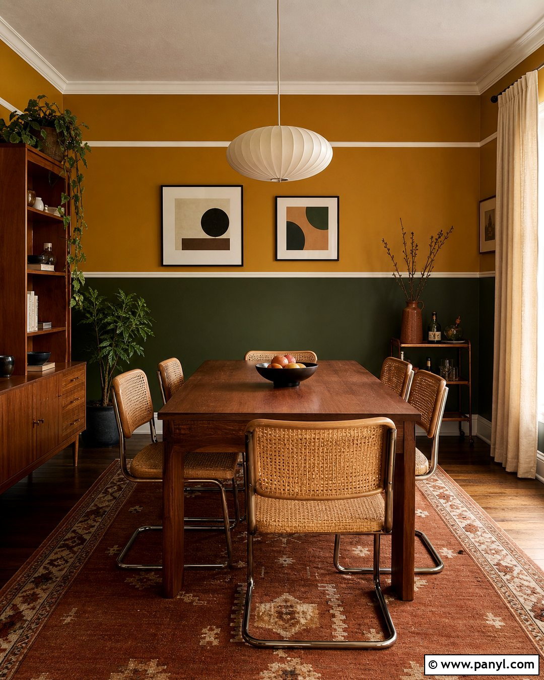 Green And Yellow Two-Tone Wall Paint - 30 retro wall paint ideas