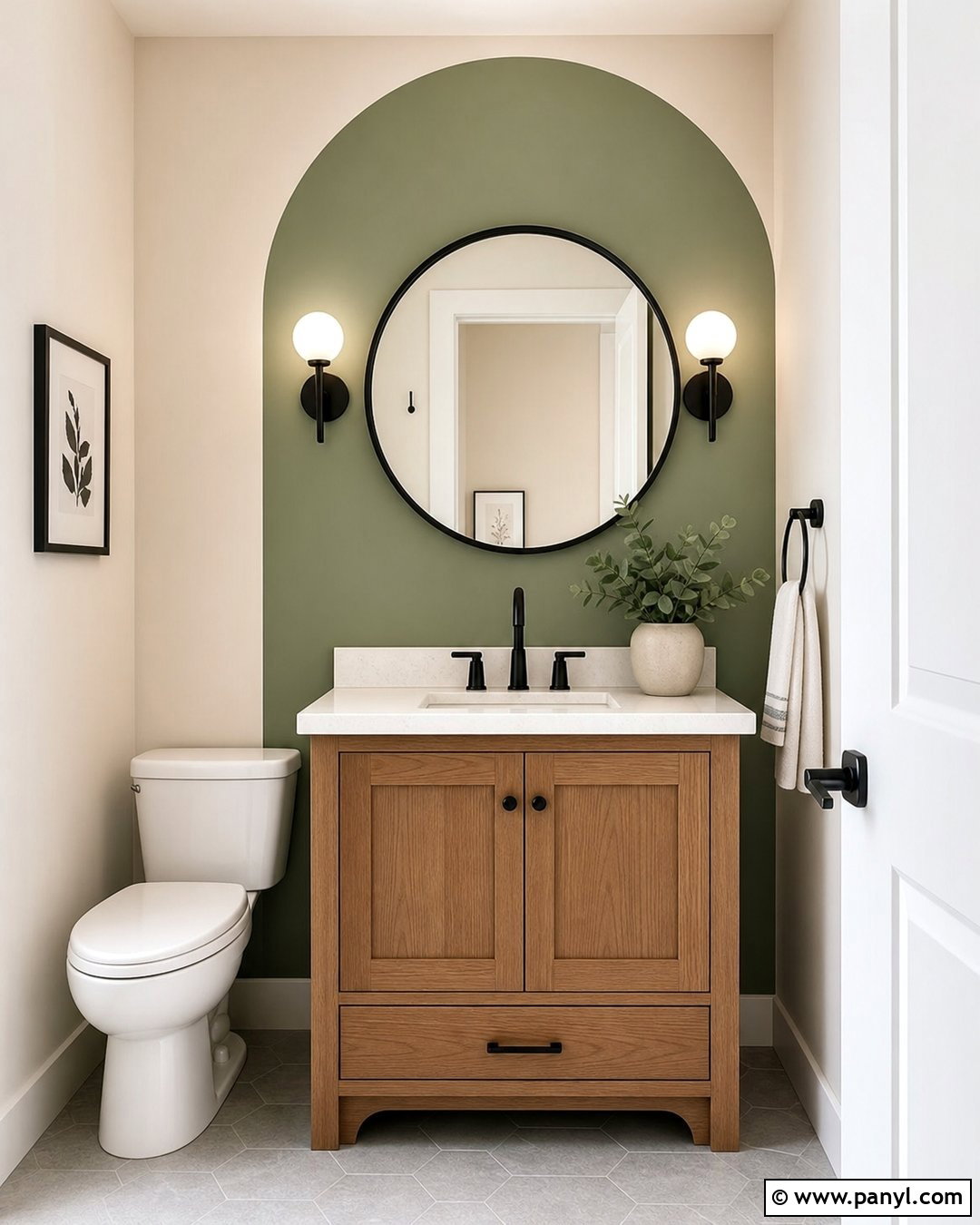 Green Arch Bathroom Accent Wall - 35 Green Accent Wall Bathroom Ideas
