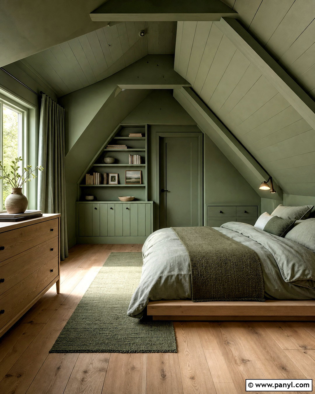 Green Attic Bedroom - 20 all green room ideas