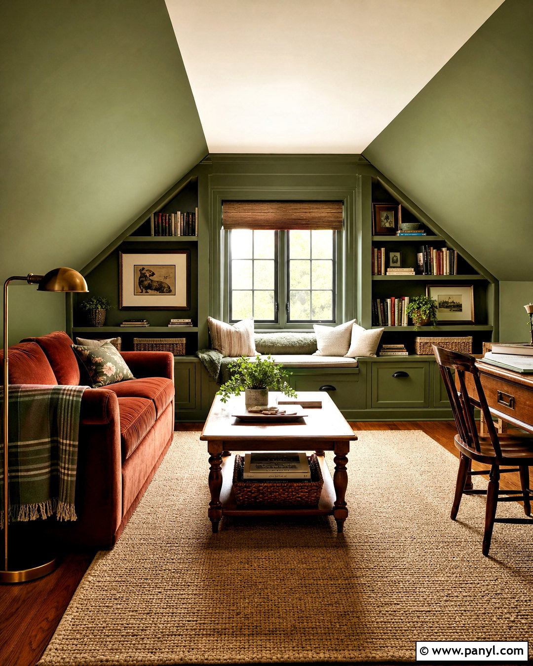 Green Attic Reading Room - 20 green room aesthetic ideas