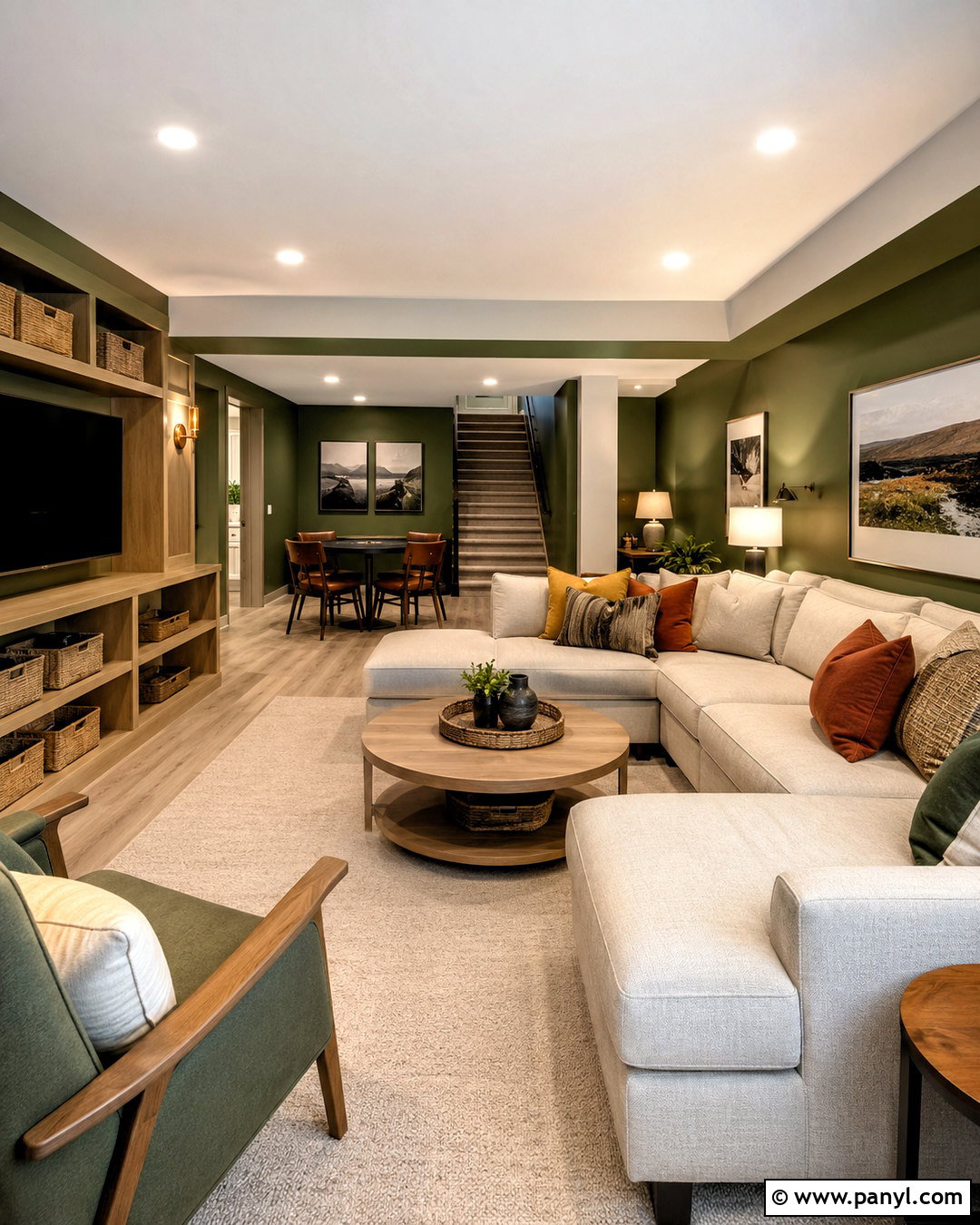 Green Basement Family Room - 40 green wall room ideas