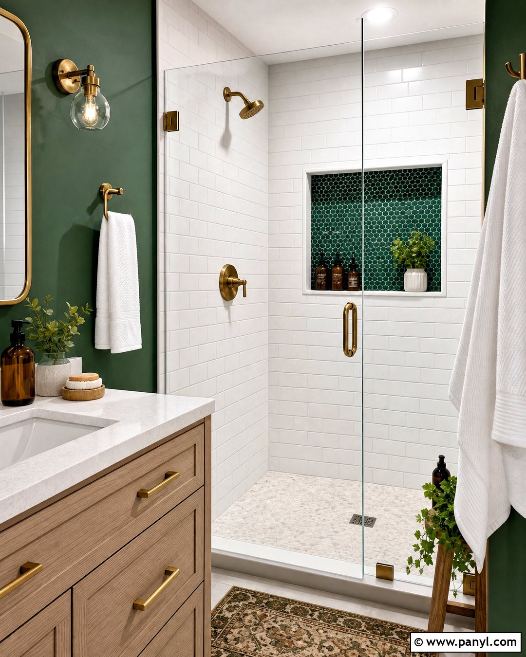 Green Bathroom Shower Niche - 20 green accent bathroom ideas