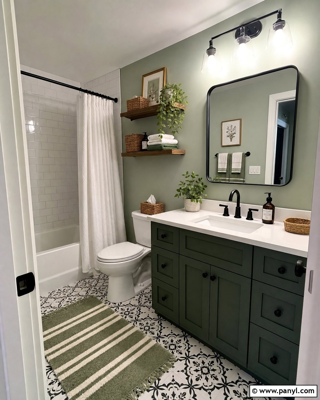 Green Bathroom Walls With Budget Decor - 35 Bathroom Green Walls