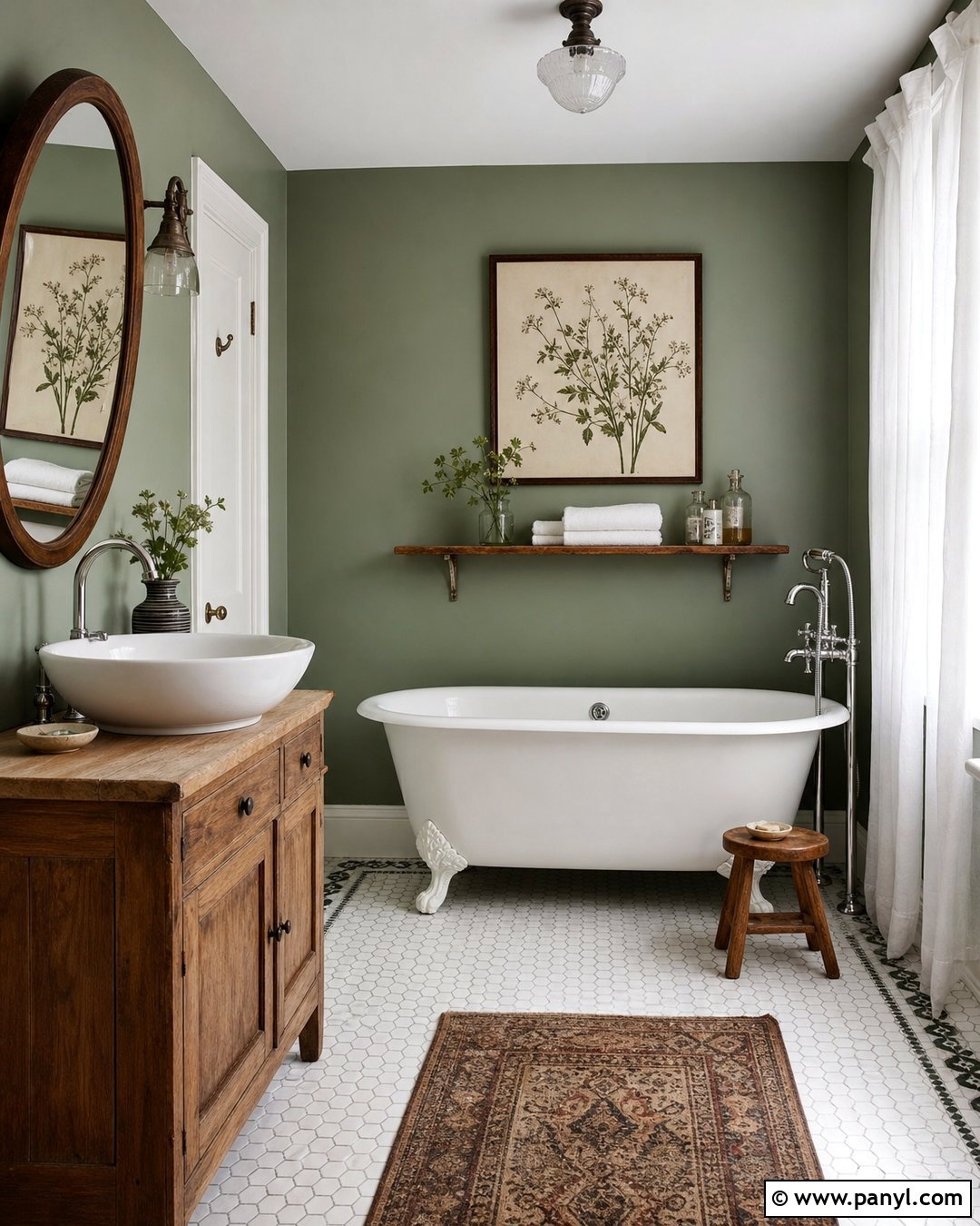 Green Bathroom Walls With Clawfoot Tub - 35 Bathroom Green Walls