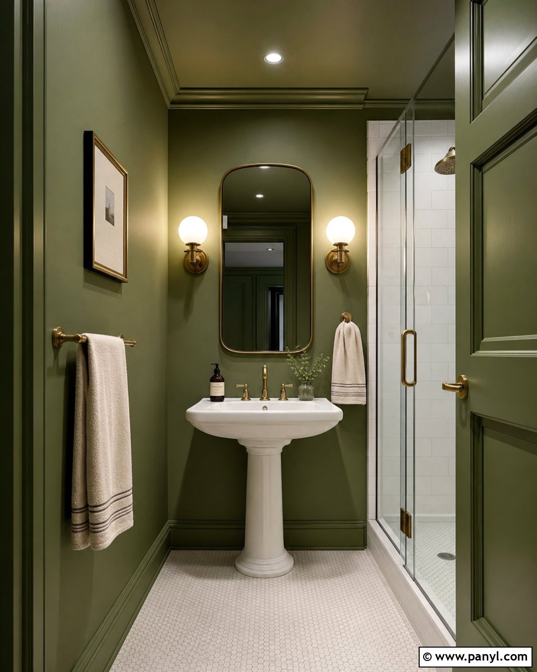 Green Bathroom Walls With Color Drenched Ceiling - 35 Bathroom Green Walls