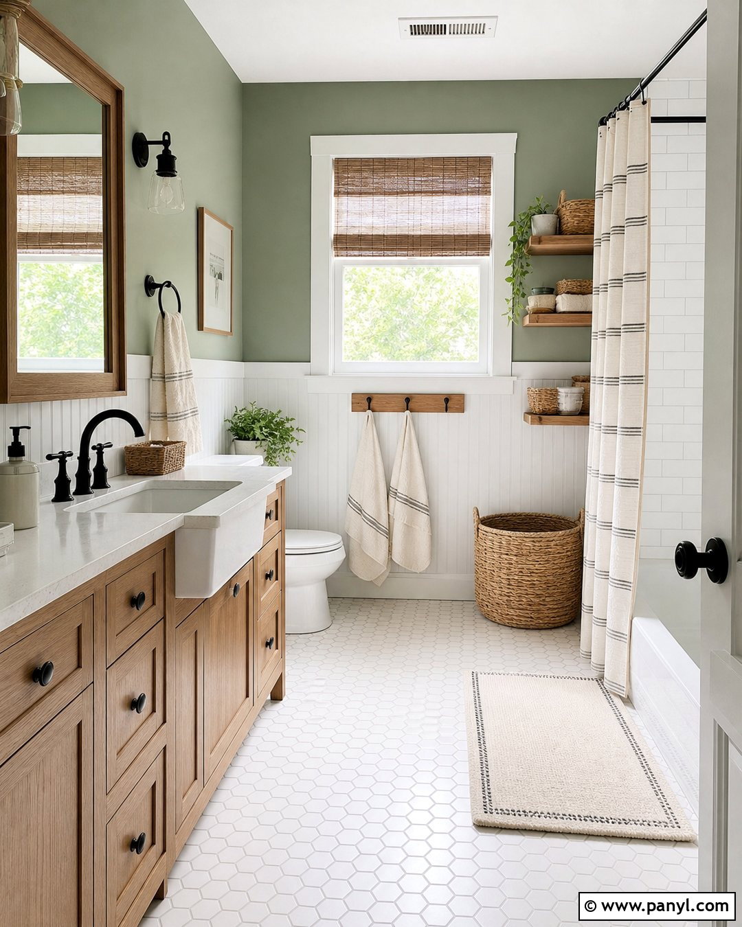 Green Bathroom Walls With Farmhouse Decor - 35 Bathroom Green Walls