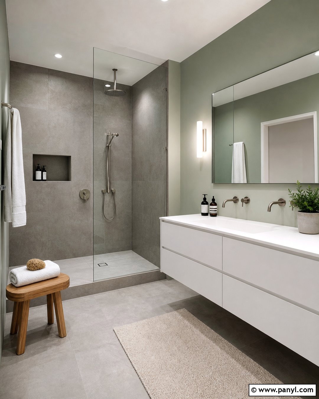 Green Bathroom Walls With Minimalist Decor - 35 Bathroom Green Walls