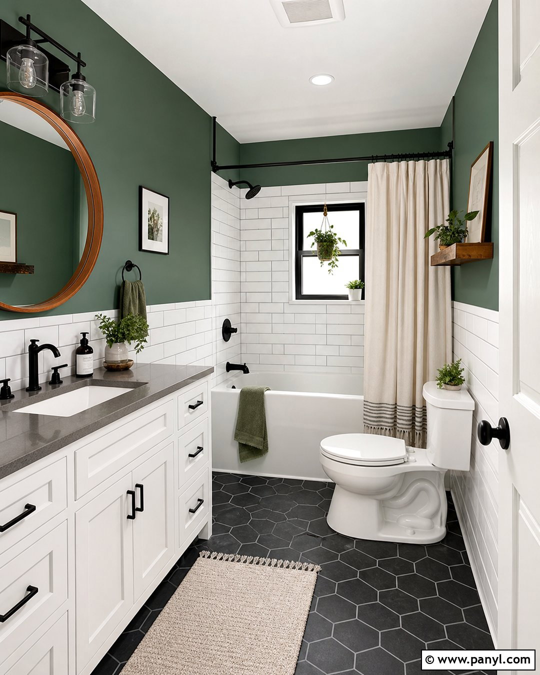 Green Bathroom Walls With White Subway Tile - 35 Bathroom Green Walls